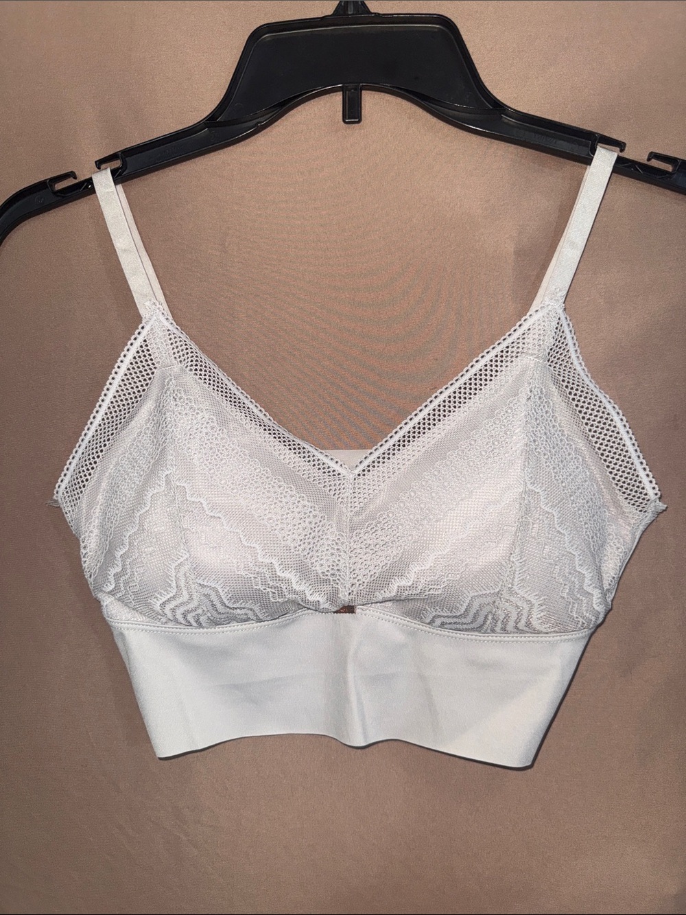 NWT Women’s S/M Grey and White Lace Bralette with Mesh Trim by Jady K